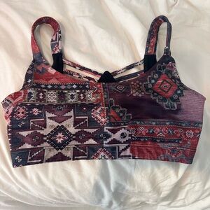 Tribal Print Strappy Sports Bra